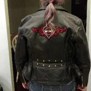 Leather moto jacket with Harley Davidson Patch
